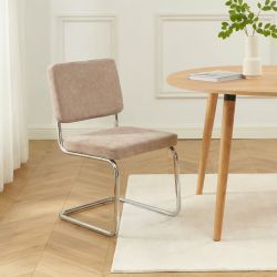 Lot de 2 chaises JACK tissu marron pieds métal chromé