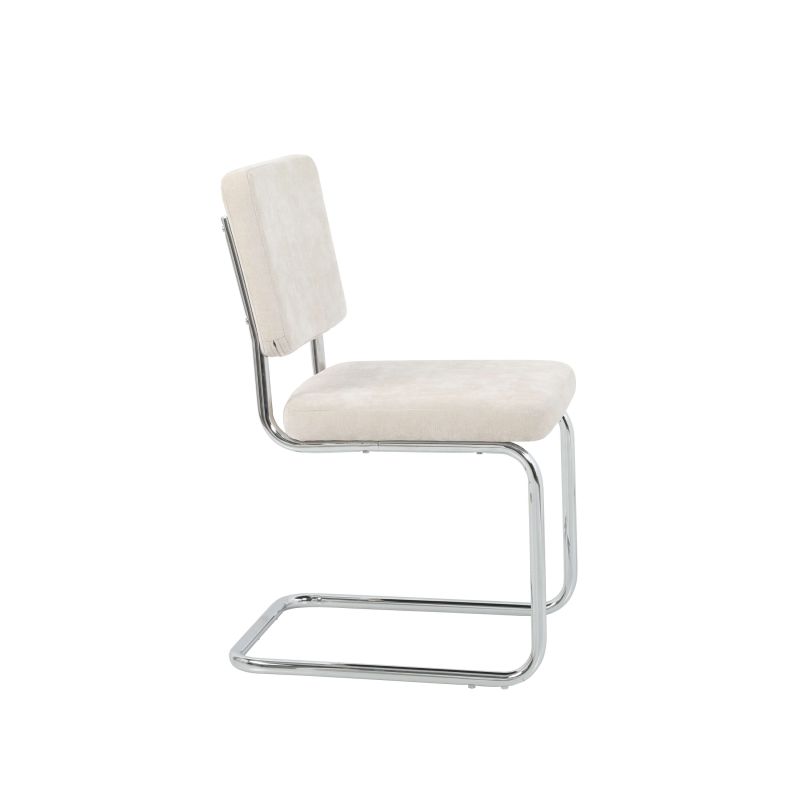 Lot de 2 chaises JACK tissu écru pieds métal chromé