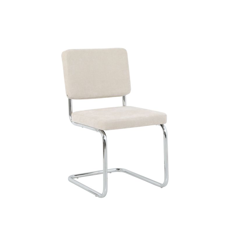 Lot de 2 chaises JACK tissu écru pieds métal chromé
