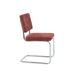 Lot de 2 chaises JACK tissu bordeaux pieds métal chromé