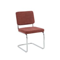 Lot de 2 chaises JACK tissu bordeaux pieds métal chromé