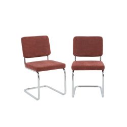 Lot de 2 chaises JACK tissu bordeaux pieds métal chromé