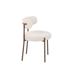 Lot de 2 chaises NOA tissu léopard écru pieds métal finition noyer