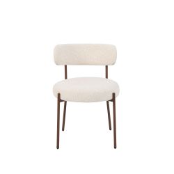 Lot de 2 chaises NOA tissu léopard écru pieds métal finition noyer
