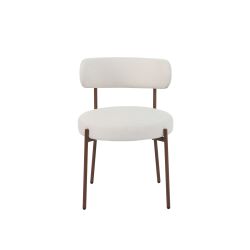 Lot de 2 chaises NOA tissu beige pieds métal finition noyer