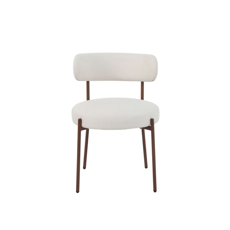 Lot de 2 chaises NOA tissu beige pieds métal finition noyer