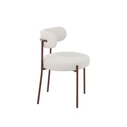 Lot de 2 chaises NOA tissu beige pieds métal finition noyer
