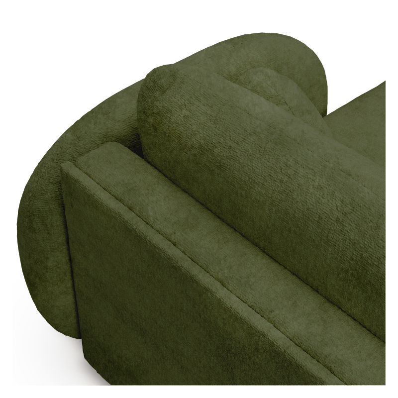 Canapé d'angle droit convertible CARLOTTA 4 places tissu chenille vert kaki