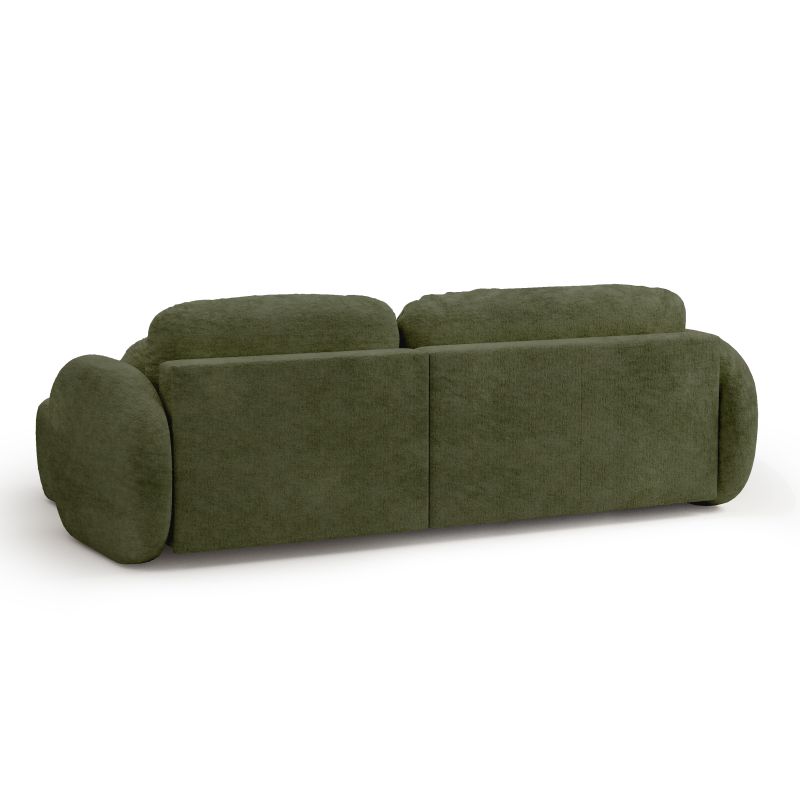 Canapé d'angle droit convertible CARLOTTA 4 places tissu chenille vert kaki