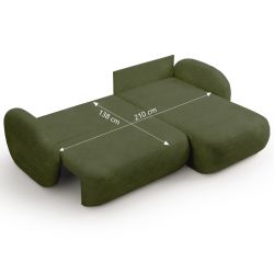 Canapé d'angle droit convertible CARLOTTA 4 places tissu chenille vert kaki