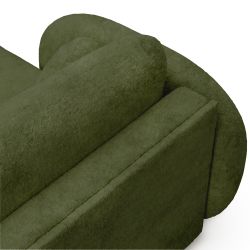 Canapé d'angle gauche convertible CARLOTTA 4 places tissu chenille vert kaki