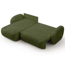 Canapé d'angle gauche convertible CARLOTTA 4 places tissu chenille vert kaki
