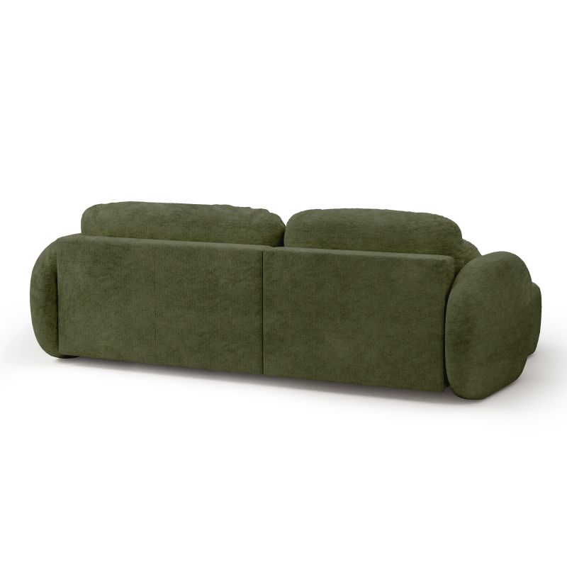 Canapé d'angle gauche convertible CARLOTTA 4 places tissu chenille vert kaki