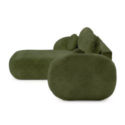 Canapé d'angle gauche convertible CARLOTTA 4 places tissu chenille vert kaki