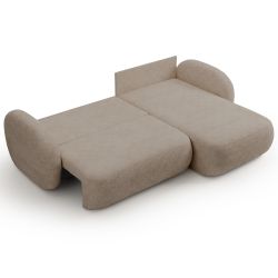 Canapé d'angle droit convertible CARLOTTA 4 places tissu bouclette taupe