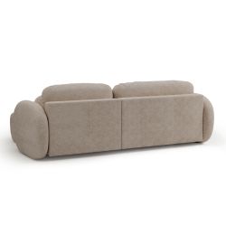 Canapé d'angle droit convertible CARLOTTA 4 places tissu bouclette taupe