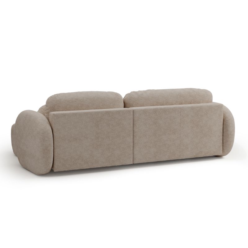 Canapé d'angle droit convertible CARLOTTA 4 places tissu bouclette taupe