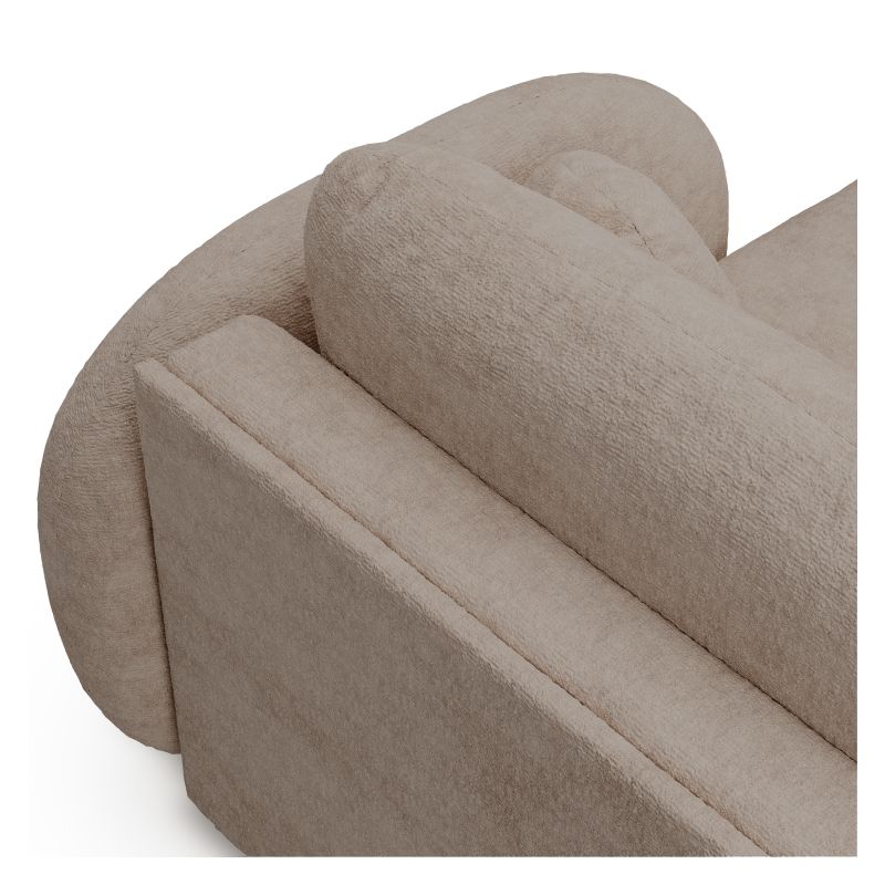 Canapé d'angle droit convertible CARLOTTA 4 places tissu bouclette taupe