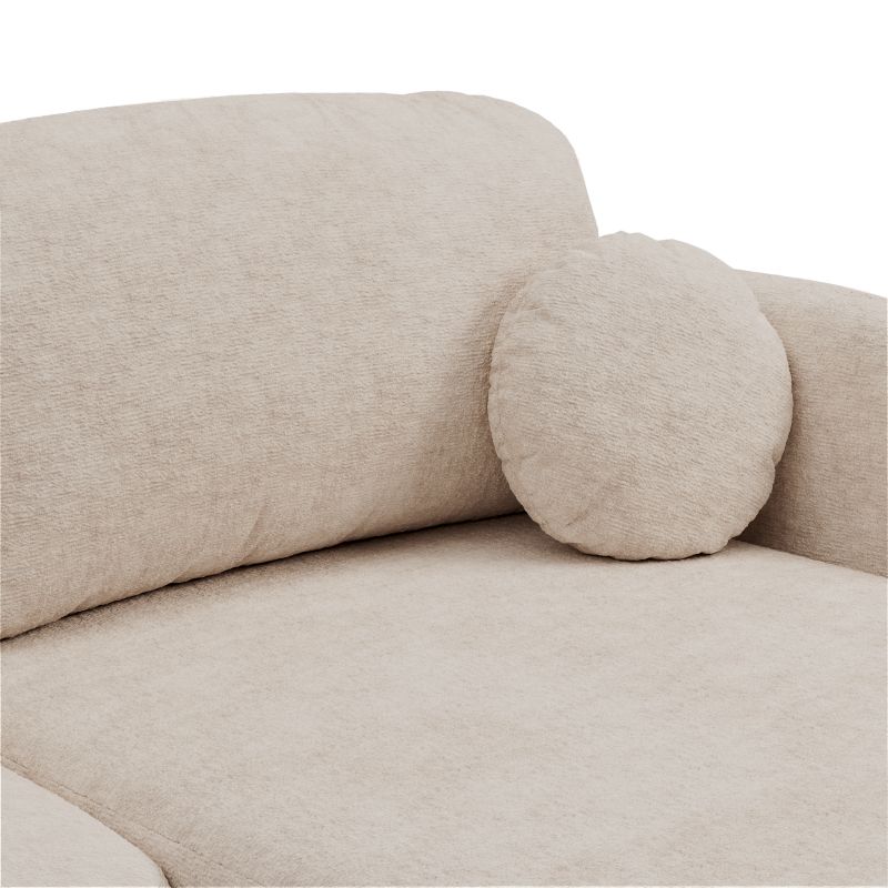 Canapé d'angle droit convertible CARLOTTA 4 places tissu bouclette grège