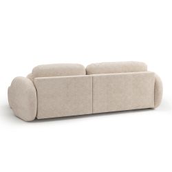 Canapé d'angle droit convertible CARLOTTA 4 places tissu bouclette grège