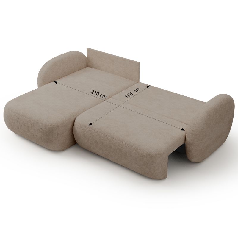 Canapé d'angle gauche convertible CARLOTTA 4 places tissu bouclette taupe