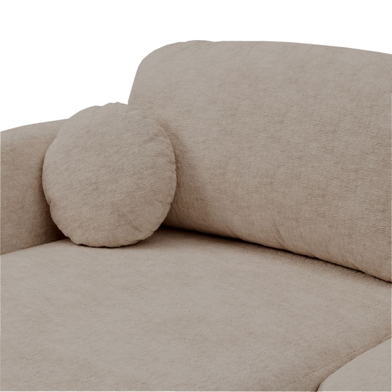 Canapé d'angle gauche convertible CARLOTTA 4 places tissu bouclette taupe