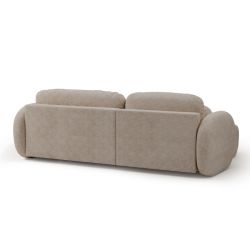 Canapé d'angle gauche convertible CARLOTTA 4 places tissu bouclette taupe