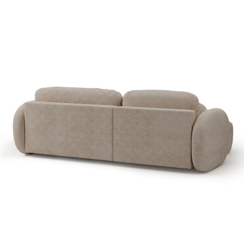 Canapé d'angle gauche convertible CARLOTTA 4 places tissu bouclette taupe