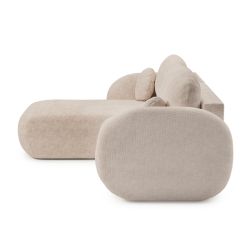 Canapé d'angle gauche convertible CARLOTTA 4 places tissu bouclette grège