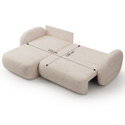 Canapé d'angle gauche convertible CARLOTTA 4 places tissu bouclette grège