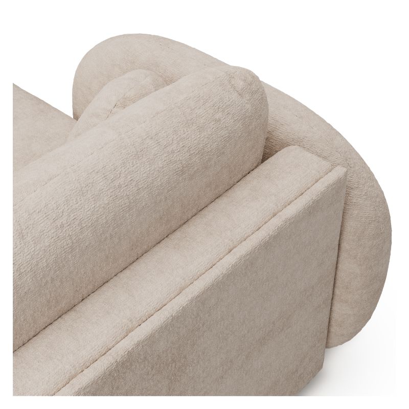 Canapé d'angle gauche convertible CARLOTTA 4 places tissu bouclette grège