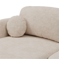 Canapé d'angle gauche convertible CARLOTTA 4 places tissu bouclette grège