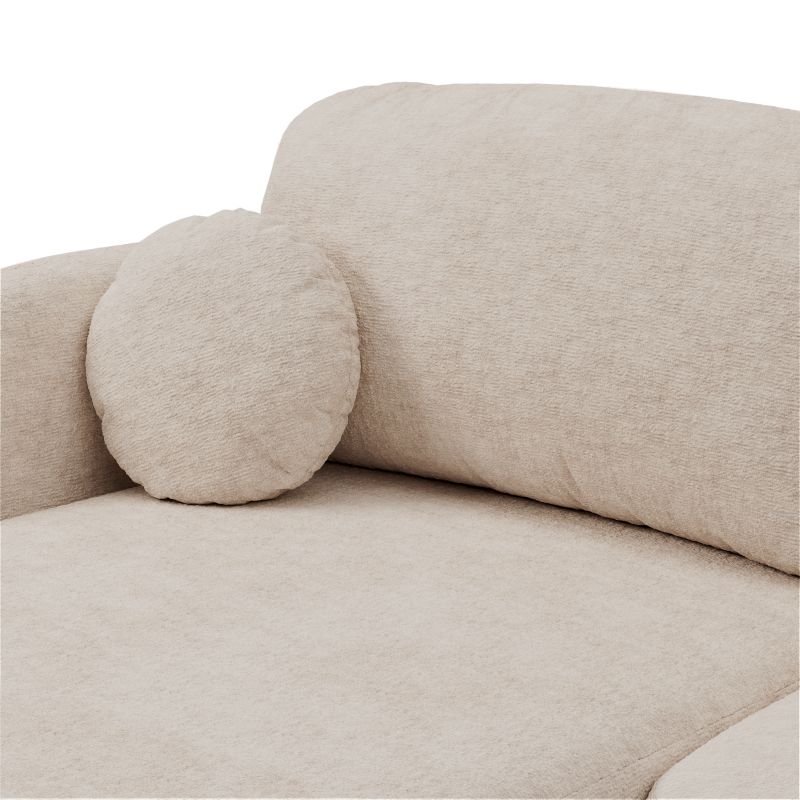 Canapé d'angle gauche convertible CARLOTTA 4 places tissu bouclette grège