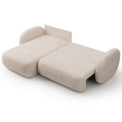 Canapé d'angle gauche convertible CARLOTTA 4 places tissu bouclette grège