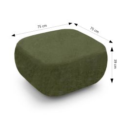 Pouf CARLOTTA tissu chenille vert kaki