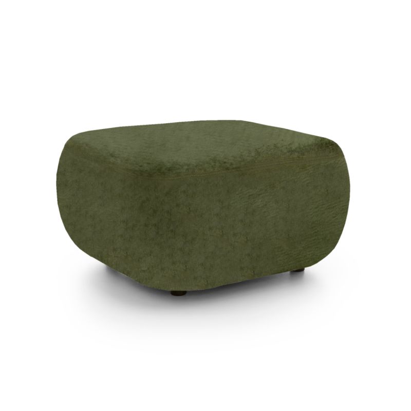 Pouf CARLOTTA tissu chenille vert kaki