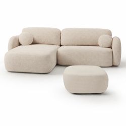 Pouf CARLOTTA tissu bouclette grège