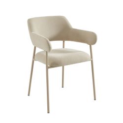 Lot de 2 fauteuils repas IVAN tissu beige glacé pieds métal beige