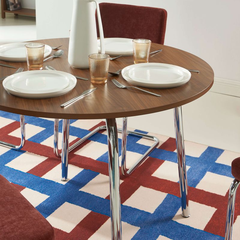 Table à manger ronde VASSI effet noyer 100cm