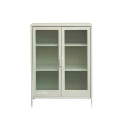 Buffet PANTONE beige sable portes en verre cannelé 75cm