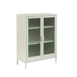 Buffet PANTONE beige sable portes en verre cannelé 75cm