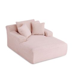 Canapé droit profond fixe et compressé KENEDY 1 place velours côtelé rose