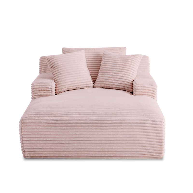 Canapé droit profond fixe et compressé KENEDY 1 place velours côtelé rose