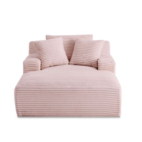 Canapé droit profond fixe et compressé KENEDY 1 place velours côtelé rose