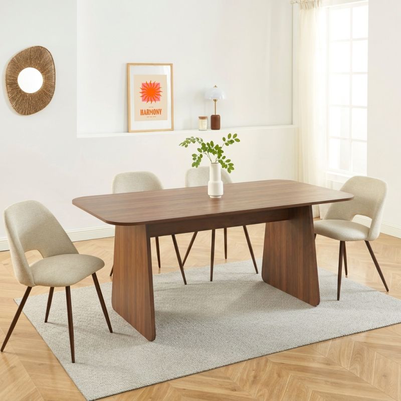 Table à manger LANGO rectangulaire effet noyer 180 cm