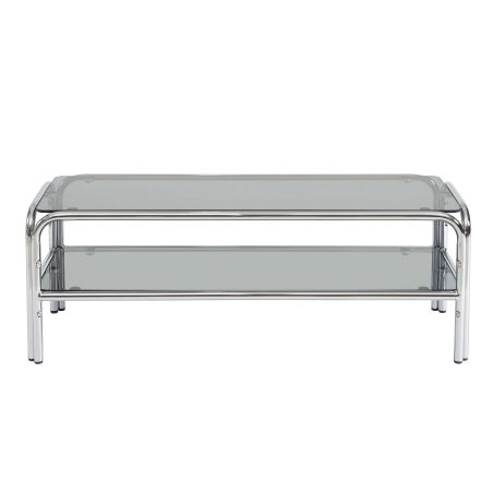 Meuble TV MAGGY verre trempé noir structure en chrome