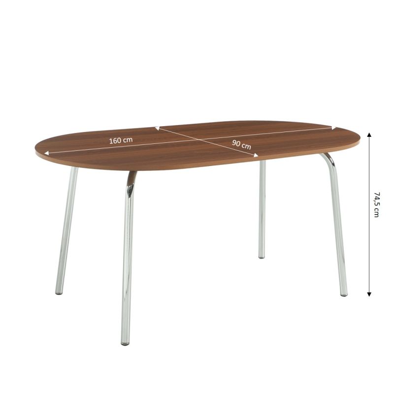 Table à manger VASSI effet noyer 160 cm