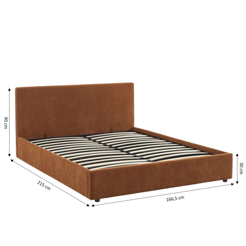 Lit coffre VANIA en tissu marron 160 x 200 cm sommier inclus