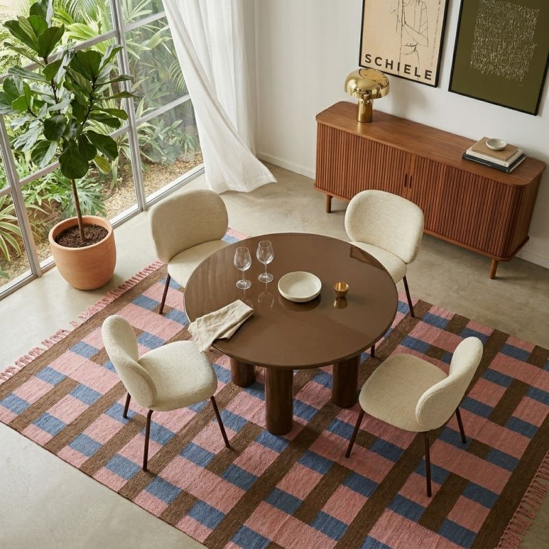 Table de séjour ronde NORI laquée brillante verte 120cm