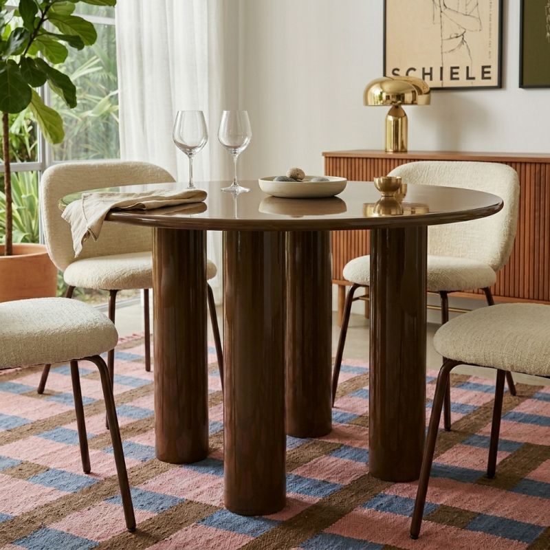 Table de séjour ronde NORI laquée brillante verte 120cm